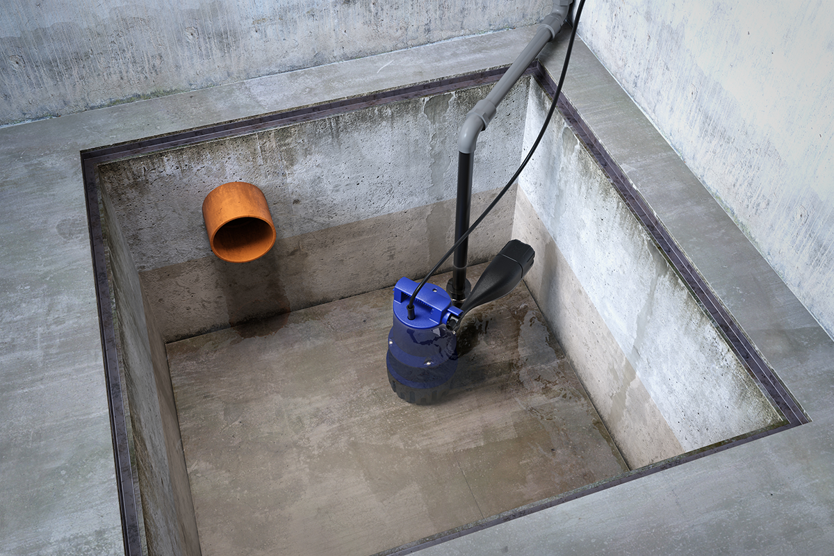 Zehnder Tauchpumpe Vectis 600 und 800 mit 10 m Anschlusskabel und Schwimmerschalter im Pumpensumpf