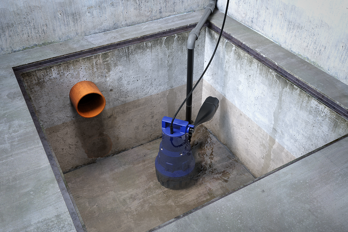 Zehnder Tauchpumpe Vectis 800 mit 10 m Anschlusskabel und Schwimmerschalter im Pumpensumpf